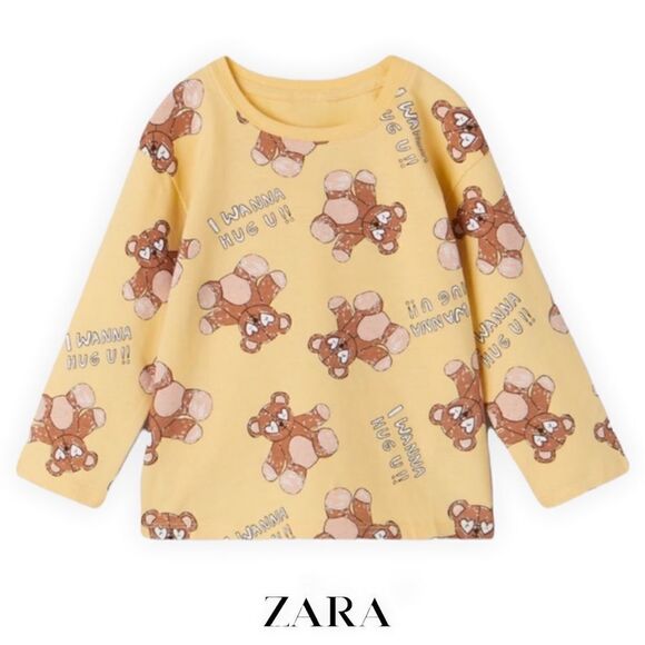 ZARA Kids | Yellow | I WANNA HUG T-SHIRT - Picture 1 of 5